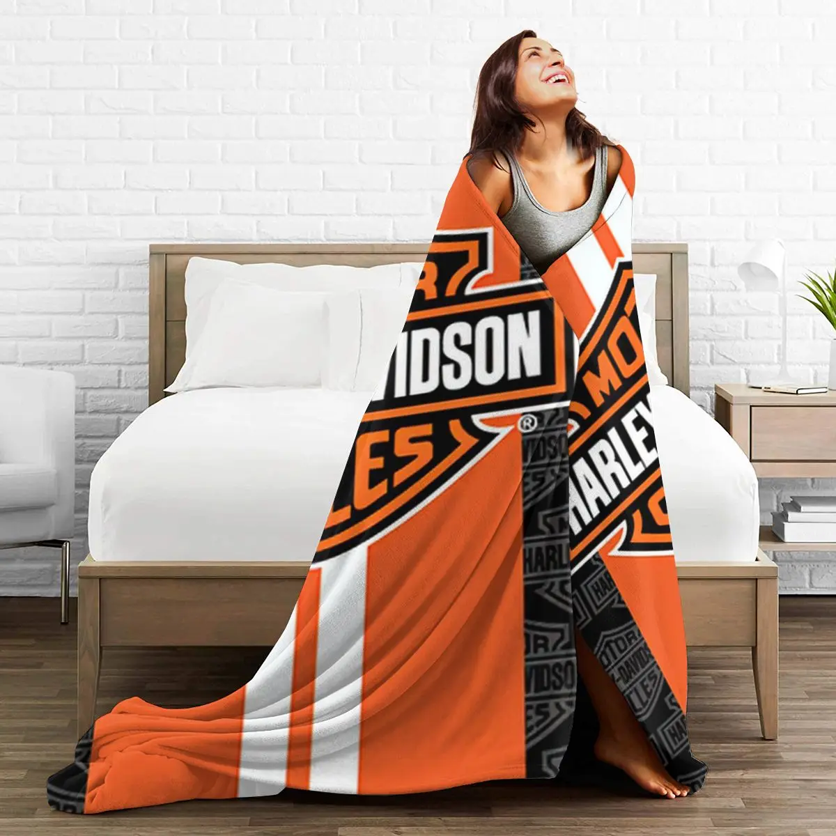 

Harley--Davidson 3DCartoon Blanket Warm Super Soft Flannel Office Nap Bedspread Sofa Bedding plaid colchas para cama 348646628