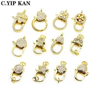 copper plated gold slightly embedded zircon lobster clasp diy bracelet necklace link clasp hand grain buckle accessories