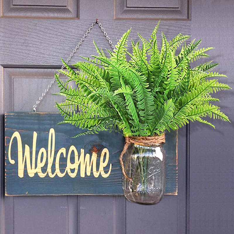 

Newly 4Pcs Artificial Boston Fern Plants Plastic Artificial Shrubs Greenery for House Outdoor Garden Office Decor MK