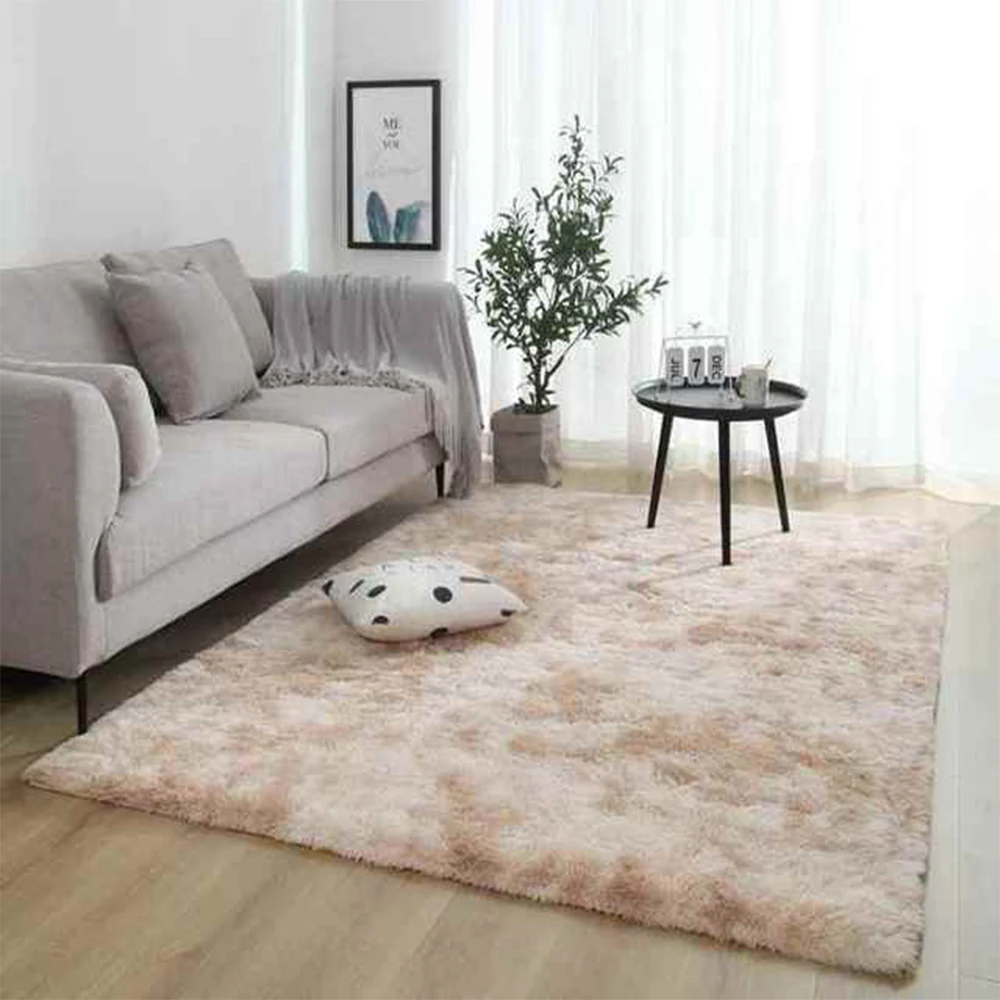 

Long Hair Plush Large Bedside Carpets Tie-dyeing Fluffy Area Rug for Home Living Room Non-slip Warm Bay Window Silky Floor Mats