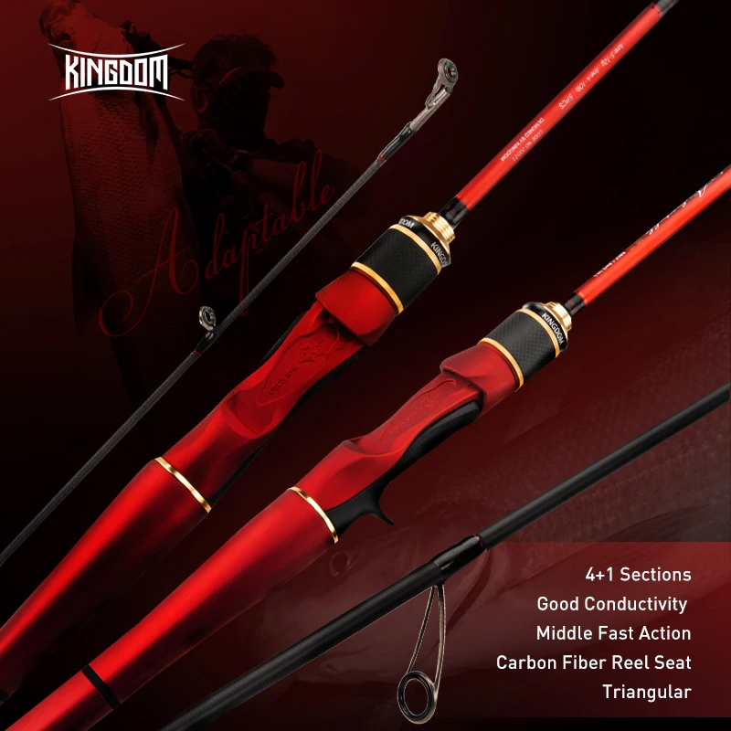 Kingdom ADAPTABLE Spinning Fishing Rods Carbon Tip 1.8m/2.1m 1.98m/2.28m 4+1 Section Ultralight Rod Fishing Casting Lure Tackle