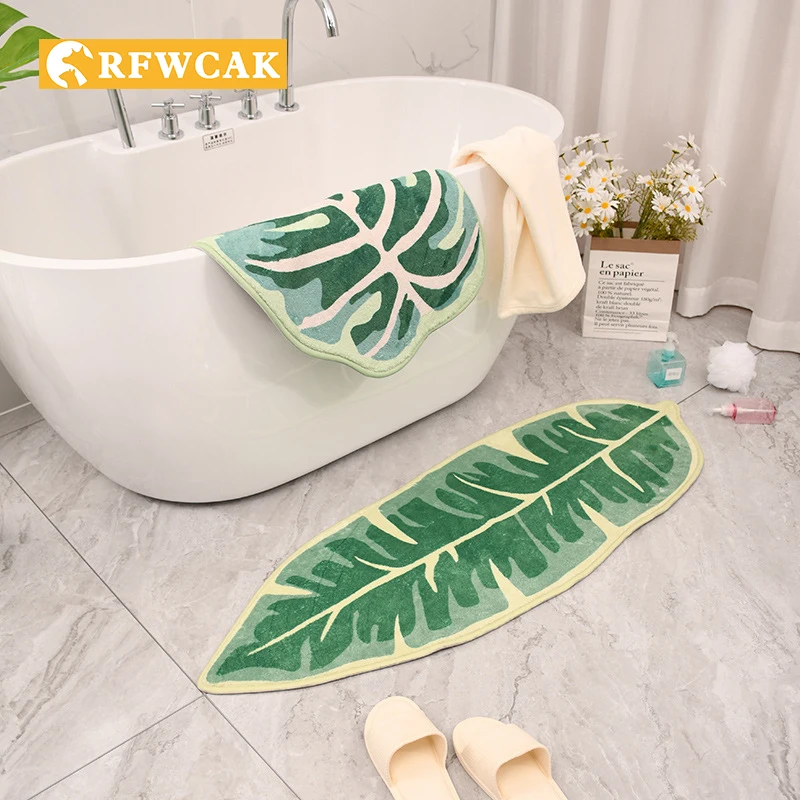 

Simple New Leaf-shaped Imitation Wool Bathroom Kitchen Carpet Home Decoration Bathroom Water-absorbent Non-slip Non-sand Mat