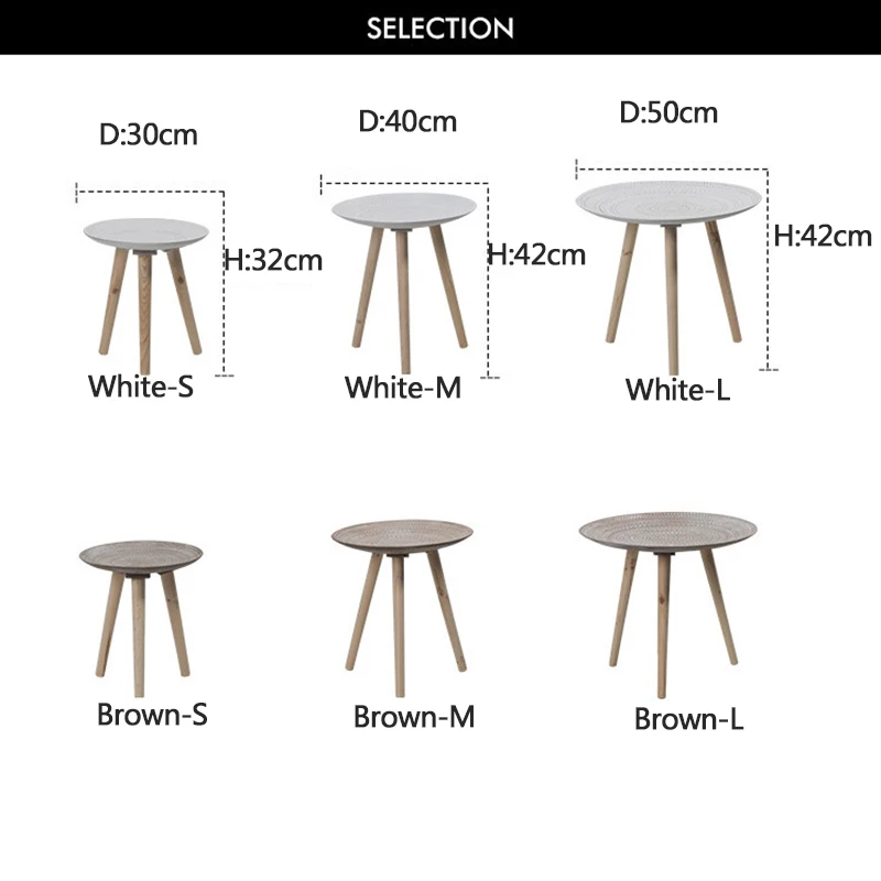 

Creative Round Nordic Wood Coffee Table Bed Sofa Side Table Tea Fruit Snack Service Plate Tray Small Desk Living Room Furniture