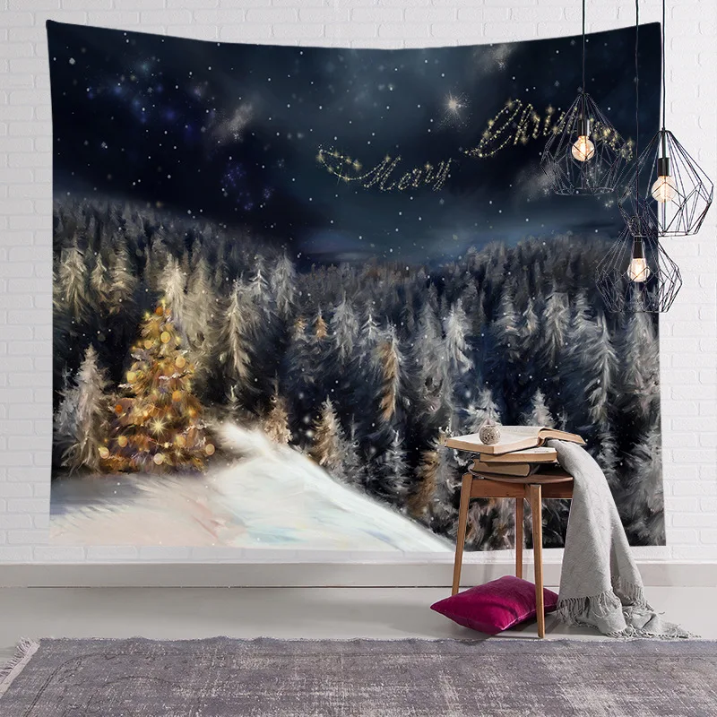 

Christmas Tapestry Custom Watercolor Tree Printing Bedside Hanging Cloth Bedroom Background Wall Decoration
