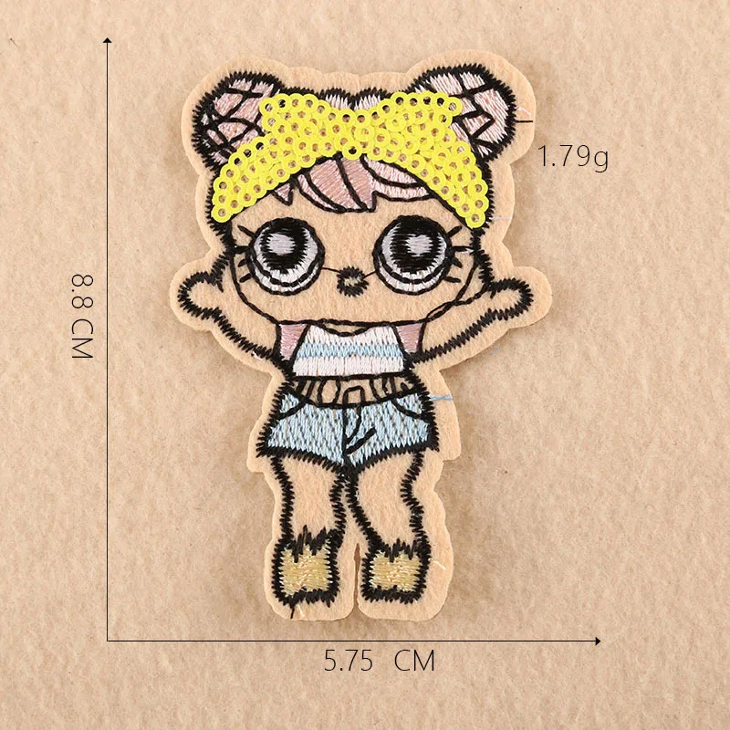 

Embroidered Patch Cartoon Girl Clothing Accessories Sequins Embroidery Patch Badge Iron on Patches Parches Cute Patch