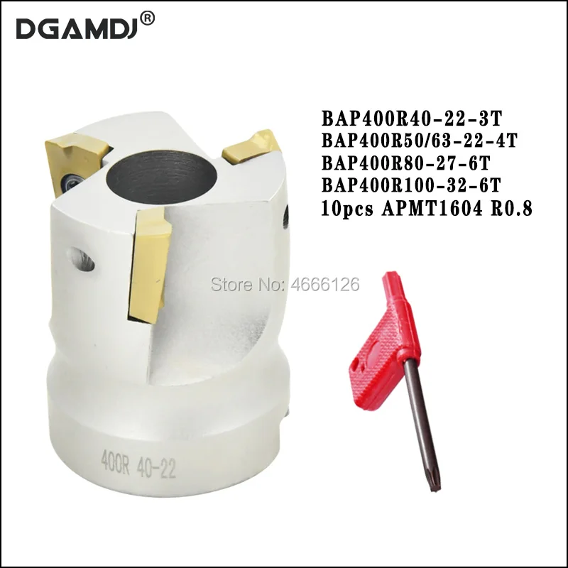 

Набор головок для фрезерного станка BAP400R40 50 63 22 4T 80 27 100 32 6T 10 шт., твердосплавные фрезерные головки с ЧПУ APMT1604 R0.8