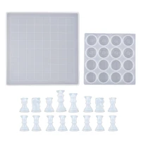 18 pcsset checkers board silicone mold 3d chess crystal epoxy casting mold for family party board games home decoration