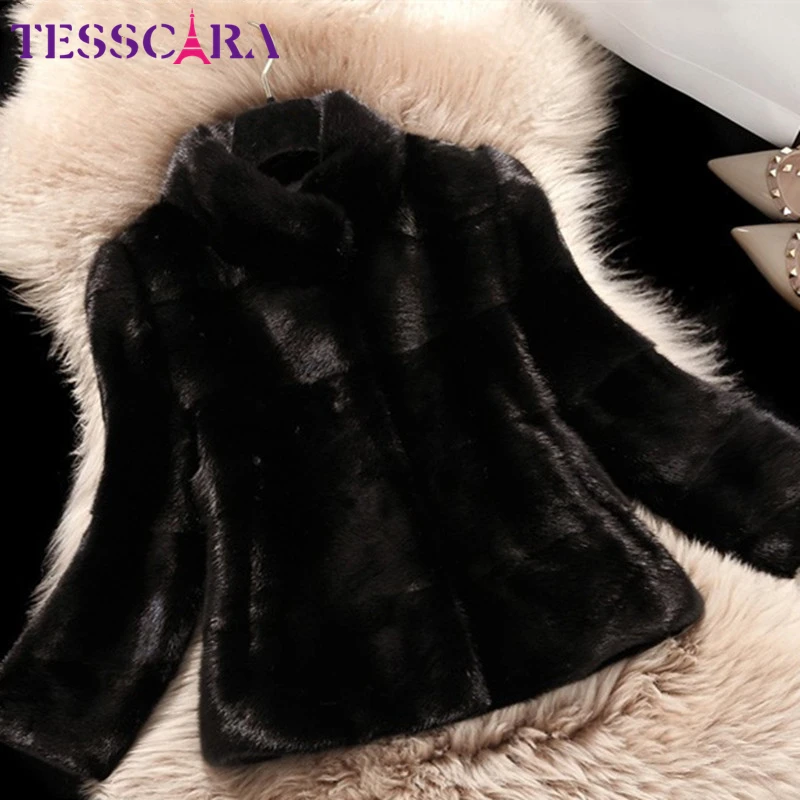 Женская куртка с искусственным мехом TESSCARA базовое пальто из высококачественного