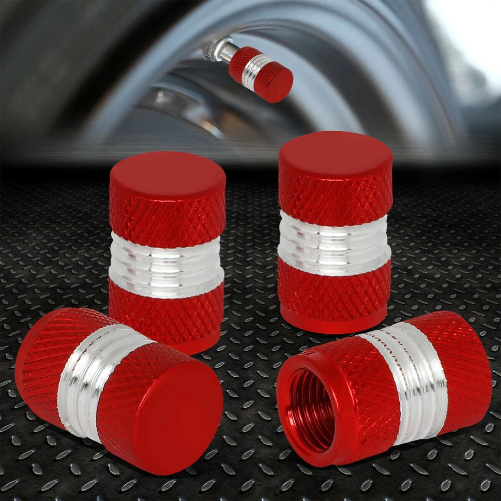 

4pcs Red Aluminum Car Wheel Tyre Tire Rim Air Stem Valve Caps Dust Cover Accessories Bike Valve Stem Caps Universal Car Styling