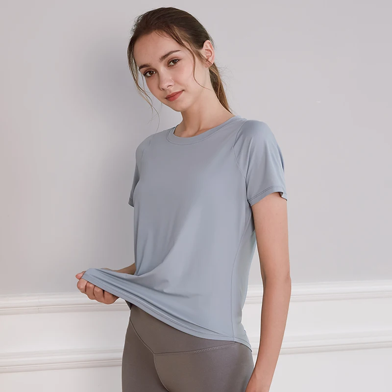 

New Women Summer Sports Running T-shirts Loose Gym Yoga Shirts Fitness Training Workout Short Sleeve Quick Dry Sportswear Top