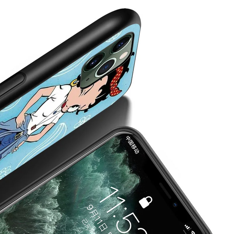 

Betty Boop Cartoon For iPhone 12 11 XS Pro Max Mini XR X 8 7 6 6S Plus 5 SE 2020 Black Cover Phone Case