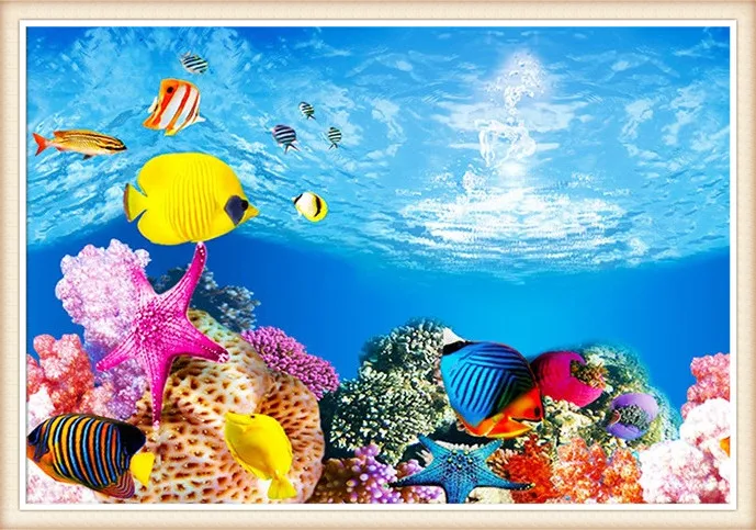Аквариум наклейка с пейзажем плакат Аквариум 3D фон картина Наклейка Двусторонняя океан море фон растений аквариум Декор