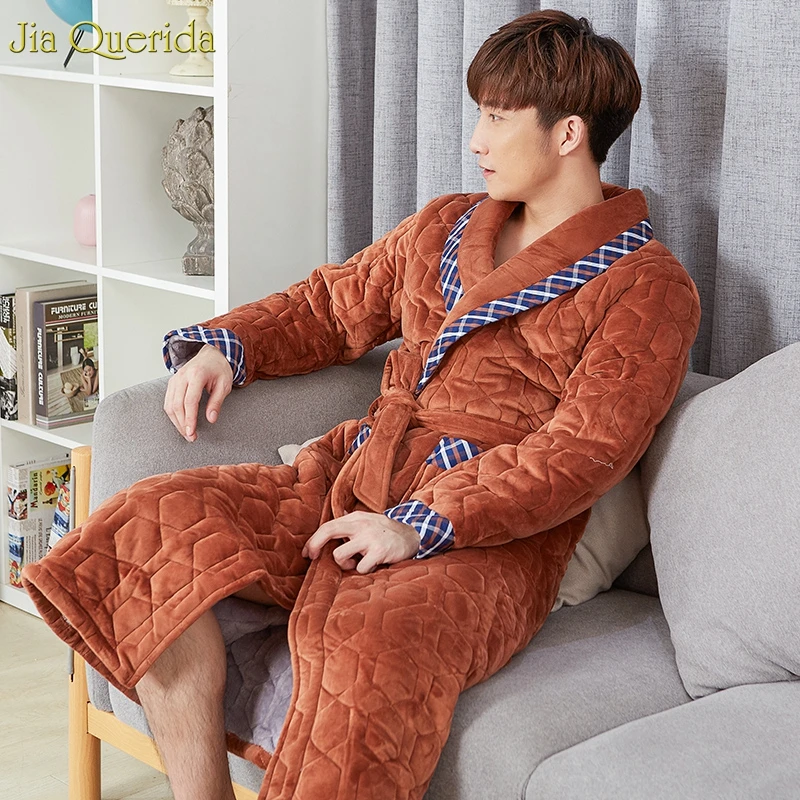 Длинная ночная рубашка для мужчин плюс размер бархатное кимоно банный халат