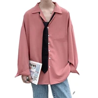 mens shirts in the spring and autumn couples leisure pure color long sleeve loose college cotton the new listing fashion