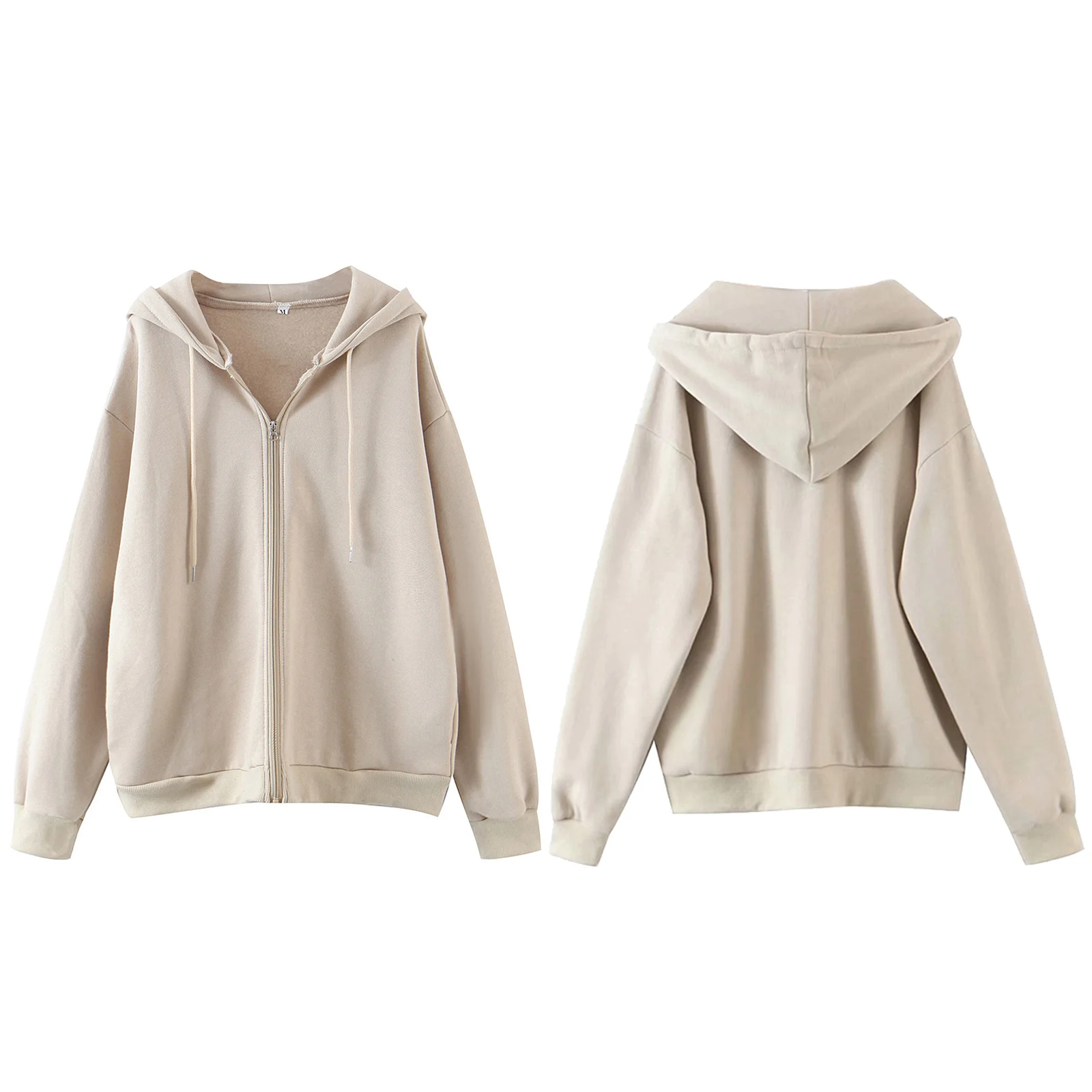 

Women's Casual Zip Up Hoodies Long Sleeve Solid Color Drawstring Hooded Sweatshirts