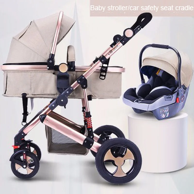 Baby Stroller 3 In 1 with Car Seat High Landscape Baby Stroller Newborn Car Seat Cradle Travel System Stroller and Car Seat Sets