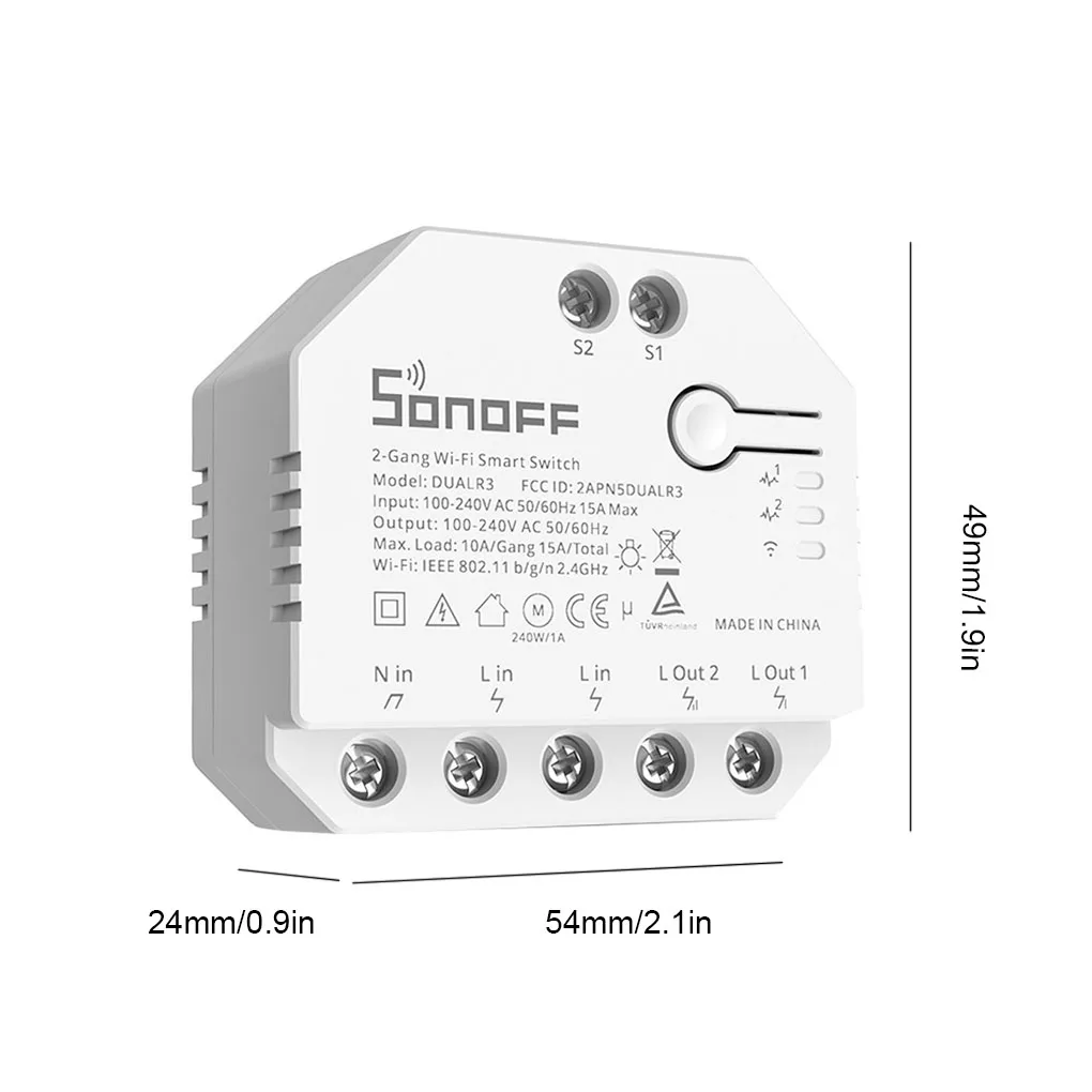 

ITEAD SONOFF DUAL R3 2 Gang Dual Relay Module DIY MINI Smart Switch Power Metering Control via eWeLink Alexa Google Smart Home