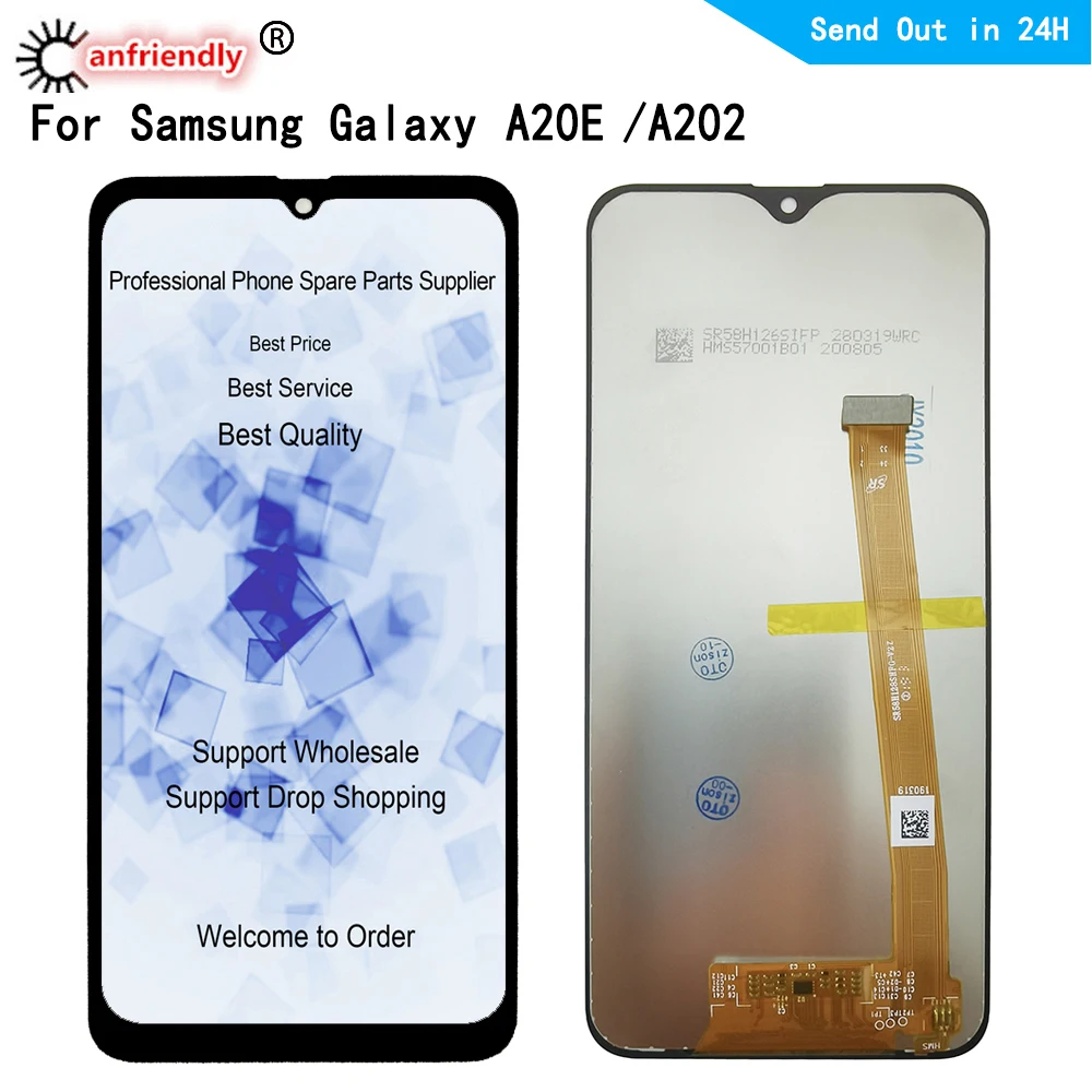 Pantalla LCD IPS de 5,8 pulgadas para Samsung Galaxy A20E A202 SM-A202F, digitalizador de Panel t&aacute;ctil con montaje de marco de repuesto-0