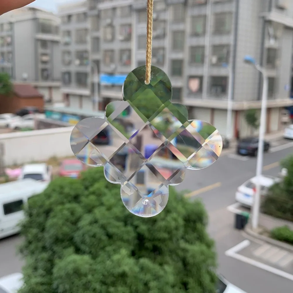 

50mm Suncatcher Chinese Knot Pendants Glass Clear Chandelier Crystal Prisms Parts Hanging Decor Party Chandelier Connectors