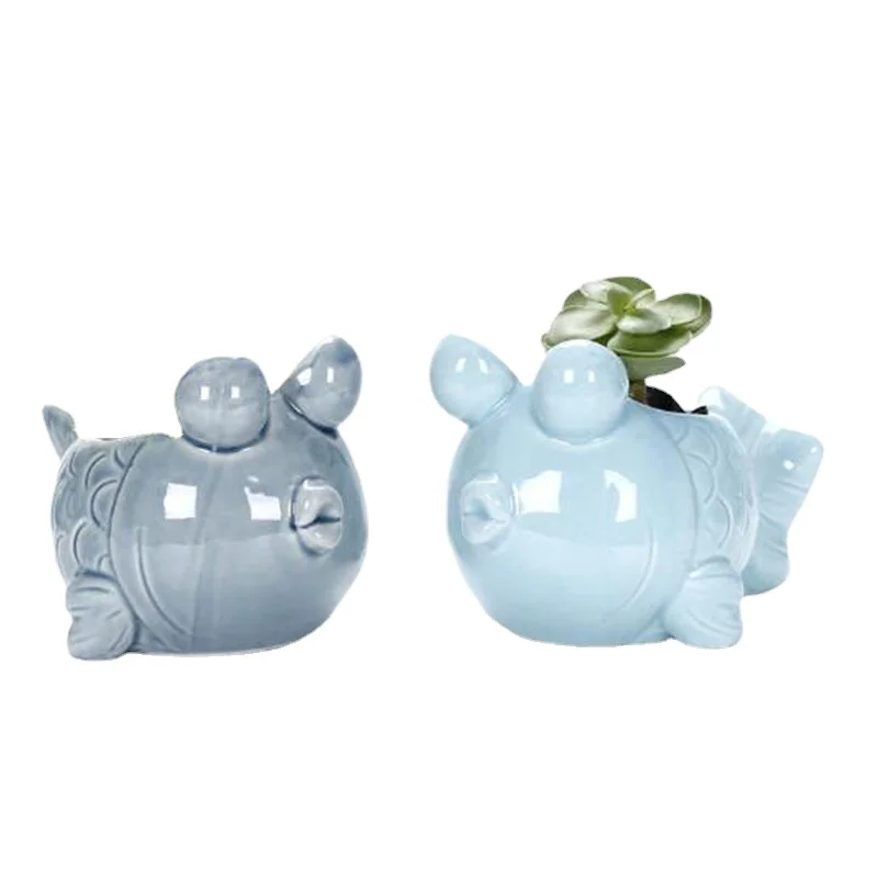 Милый мясистый цветочный горшок в Европейском стиле ваза для цветов Pocelain с синей