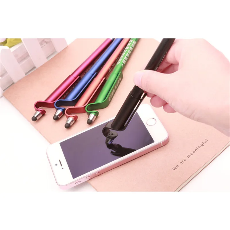Custom LOGO Multi-function Capacitive Screen Stylus Touch Pen Advertising pen Mobile Phone Holder Stand for iPad iPhone Samsung |