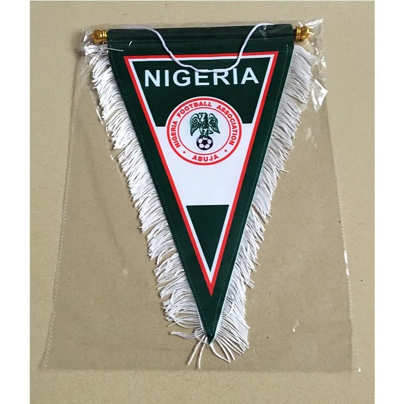 

2018 Football World Cup Nigeria National Football 35cm*25cm Size Double Sides Decoration Christmas Three Corner Flag Banner