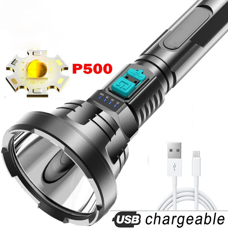 

Мощный светодиодный фонарик XHP50, тактический Водонепроницаемый походный фонарь с USB-зарядкой и встроенным аккумулятором