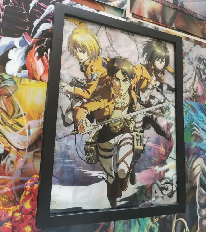 3D-проектор постер атака на 3d-трансформируемый с изображением титанов Mikasa/Eren/ Armin