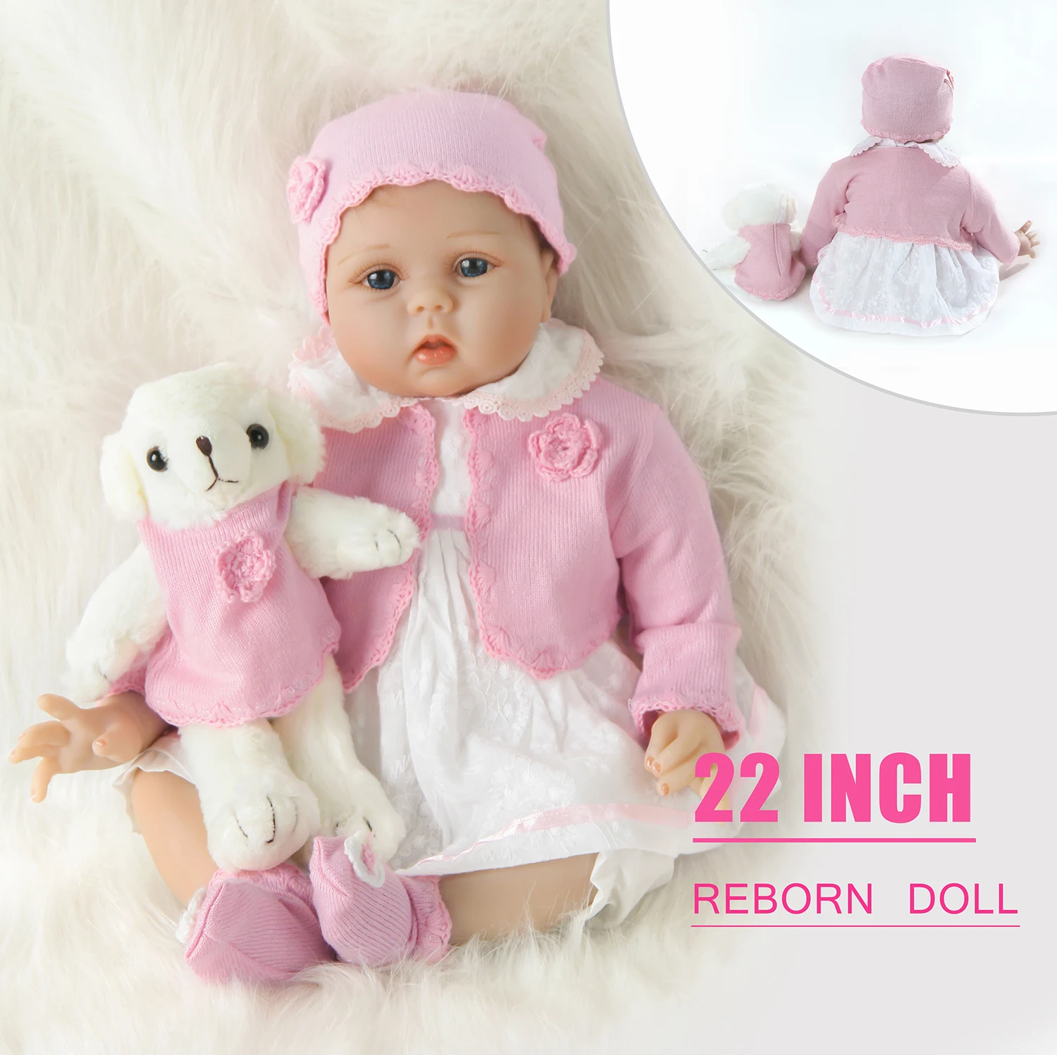 

ZIYIUI Realistic Reborn Dolls 22Inch 55Cm Lifelike Cute Baby Girl Doll Silicone Vinyl And Soft Cloth Cotton Body Fashion Gift