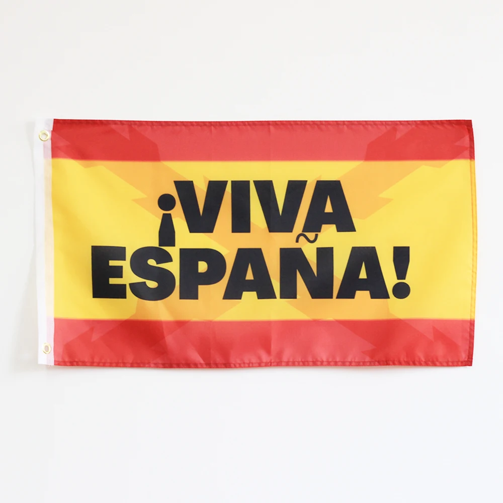 

Bendera Spanyol Viva Espana Logo 150X90CM Banner 3X5 Kaki 100D Polyester Kuningan Grommet