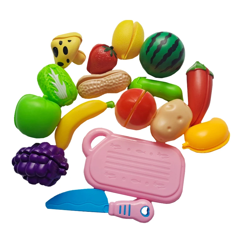 

16Pcs Cut Fruit Pretend Play Kitchen Children's Toys Kids Plastic Educational Model Toy Simulative Vegetables Cut Birthday Gift