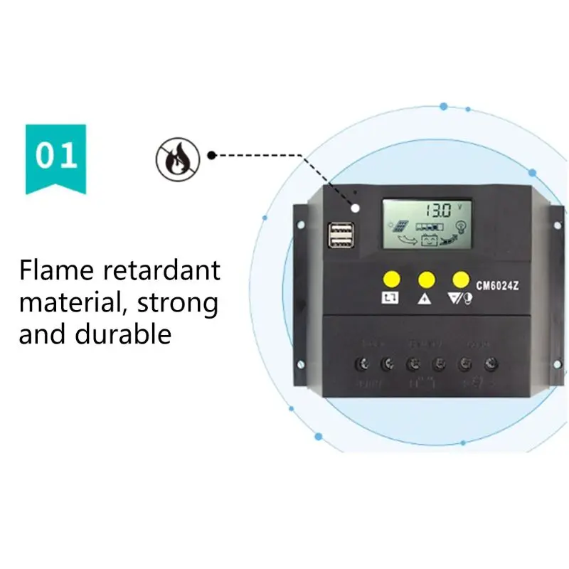 

50A 60A Solar Charge Controller 12V 24V for PWM with Auto LCD