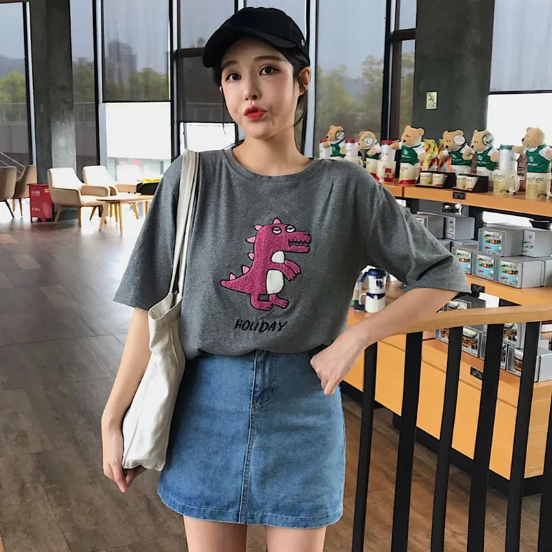 

Summer Women's Shortsleeve T-shirt Dinosaur T-shirt Loose Style For Female