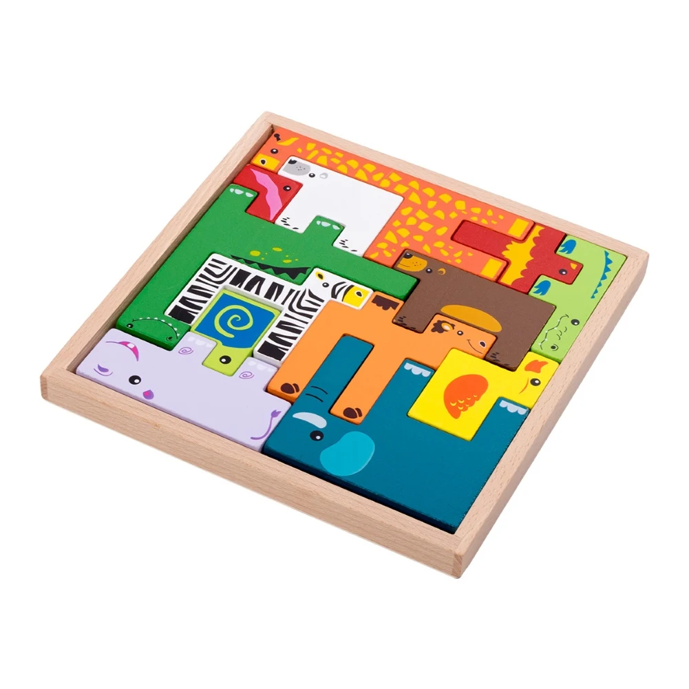 

Kids Wooden Practical Durable Attractive Educational Brain Teasers Building Blocks Game Puzzles Set Intelligence Toys