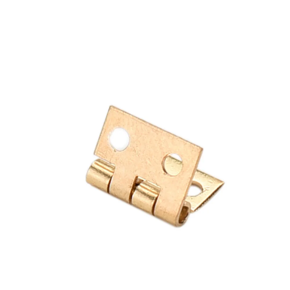 10 Pcs/lot 10*8MM Hand Tools Hardware Mini Cabinet Drawer Hinge Butt Hinge Copper Gold 4 Small Hinge Hole images - 6