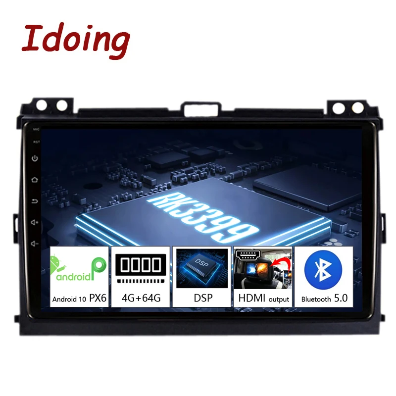 

Idoing 9"Android 10 Car Multimedia For Toyota-Land Cruiser Prado 120 2004-2009 Radio Cassette Player Navigation GPS no 2 din