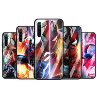 marvel spiderman art for xiaomi redmi k40 k30 k20 pro plus 9c 9a 9 8a 7 luxury shell tempered glass phone case cover