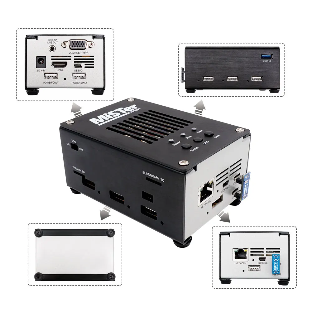 

Terasic DIY Metal Cases Shell for DE10-Nano Mister FPGA Kit Core Control Suit Main Board I/O Board USB Hub