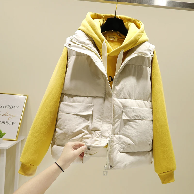 

Женский короткий пуховик с вышивкой, куртка свободного покроя без рукавов, теплая плотная куртка, весна-осень 2019