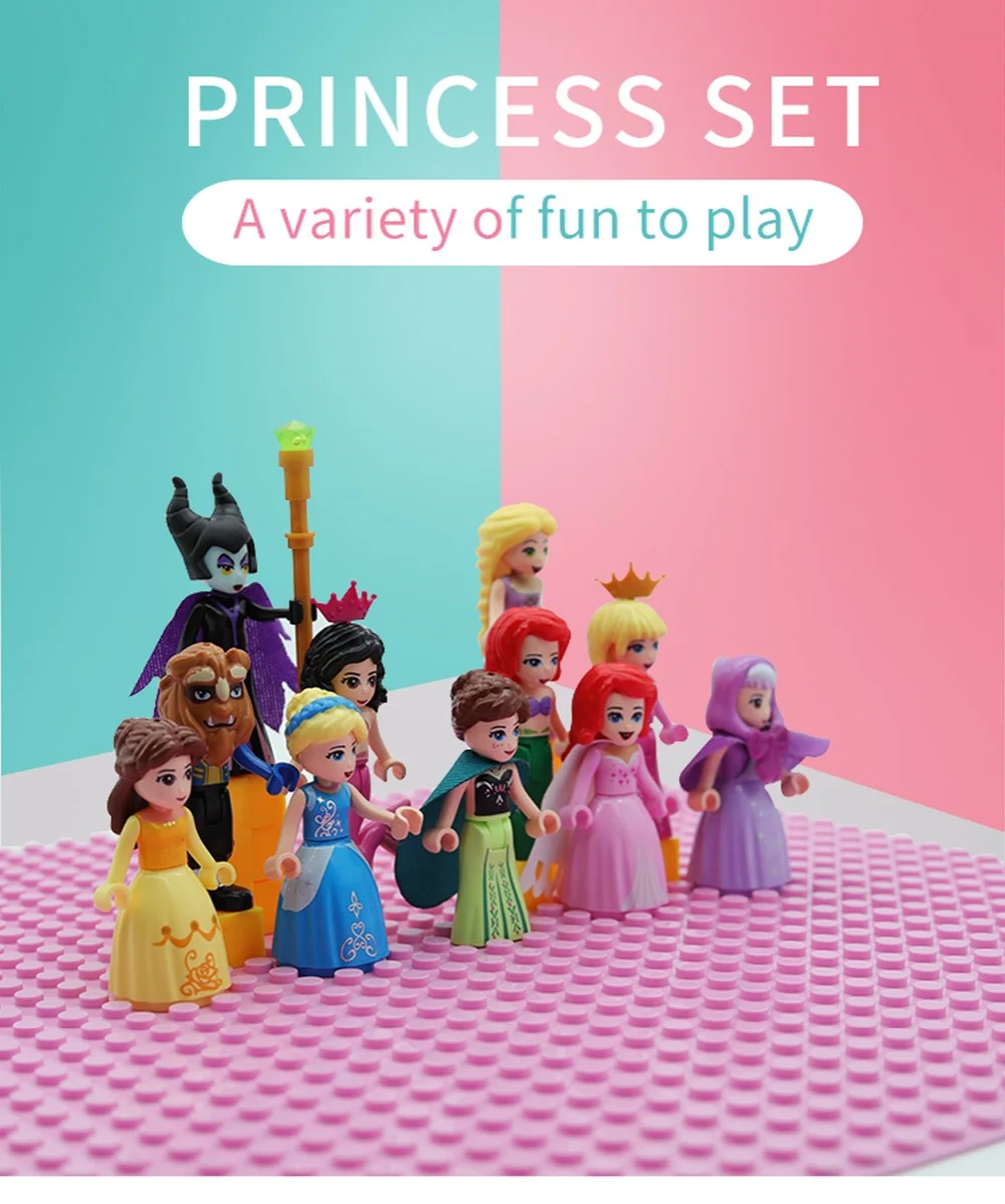 Сказочная принцесса город серия Золушка белый снег Кукла Эльза Playmobil Строительные блоки Друзья игрушки кирпичи для детей девочек