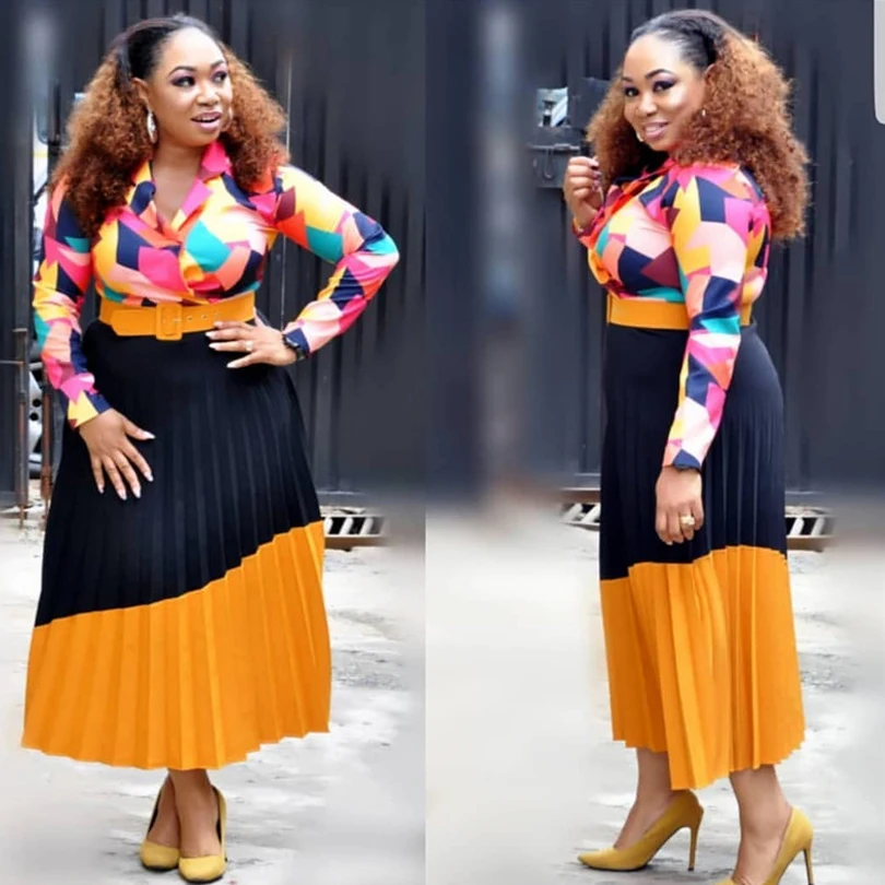 Комплект из обуви в африканском стиле платье для Для женщин 2019 Демисезонный