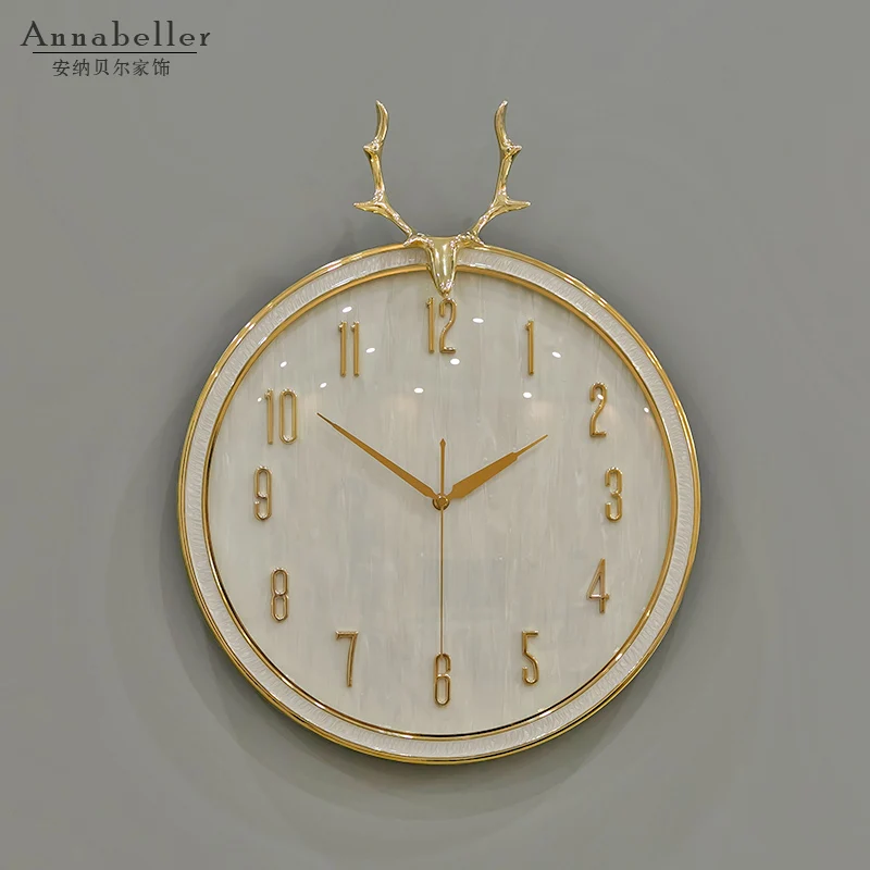 Роскошные современные большие настенные часы 3d Металлические медные голова