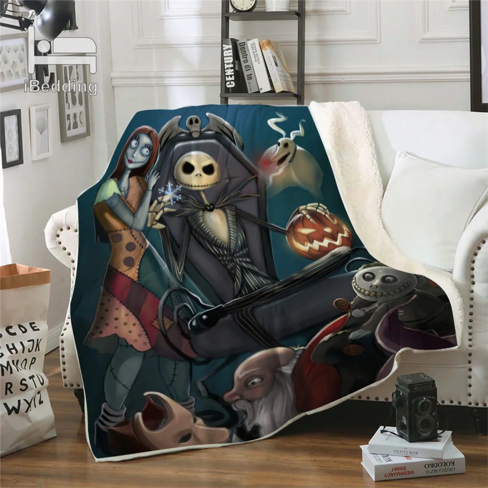 Одеяло с принтом Кошмар перед Рождеством Премиум качество шерпа мягкие одеяла