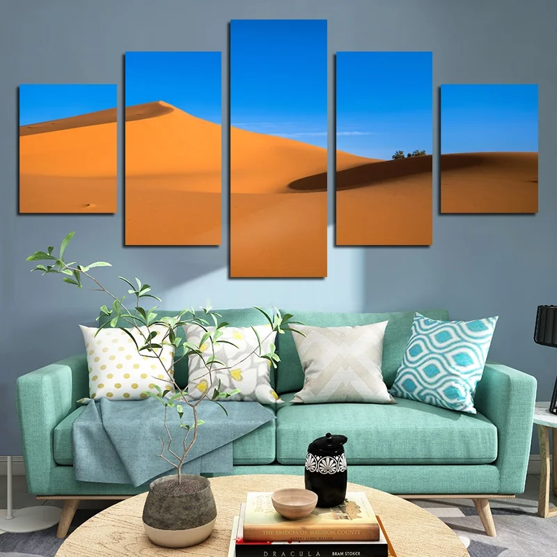 Голубое небо пустыня пейзаж живопись на холсте 5 панели для плакатов современный