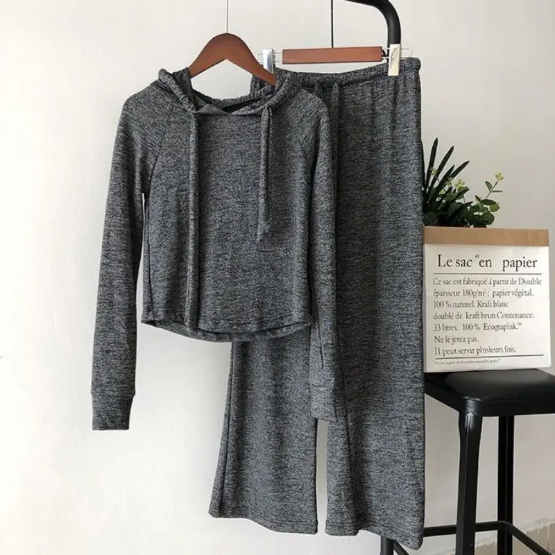 Женский спортивный костюм из двух предметов однотонный Повседневный Свободный