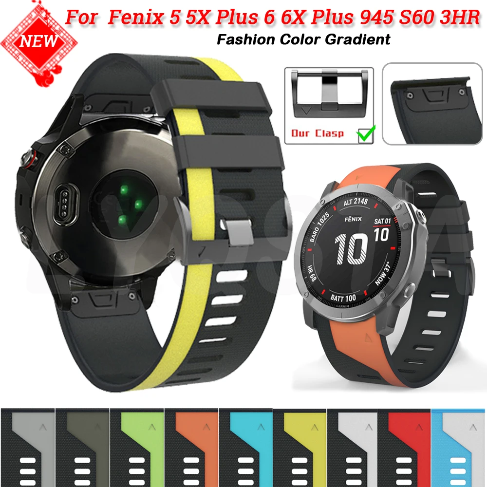 Ремешок для наручных часов Quickfit силиконовый браслет Garmin Fenix 6 6X Pro 5X 5 Plus 3HR 935 945 S60 D2