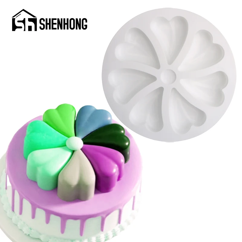 

SHENHONG, дизайн в форме сердца, День Святого Валентина, Искусственные Силиконовые формы для торта, инструменты для выпечки десертов