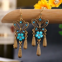 6 color butterfly jhumka earrings indian jewelry gypsy vintage flower alloy ethnic tribe earrings wedding jewelry