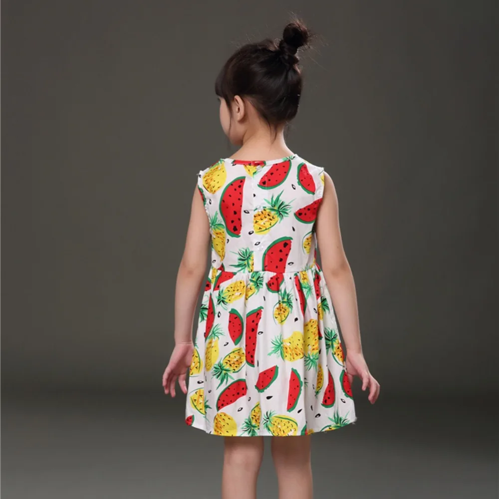 

Kids Girls Summer Dress Kids O-neck Sleeveless Floral Print A-line Dresses Girls Cute Party Princess Dresses Children Clothes