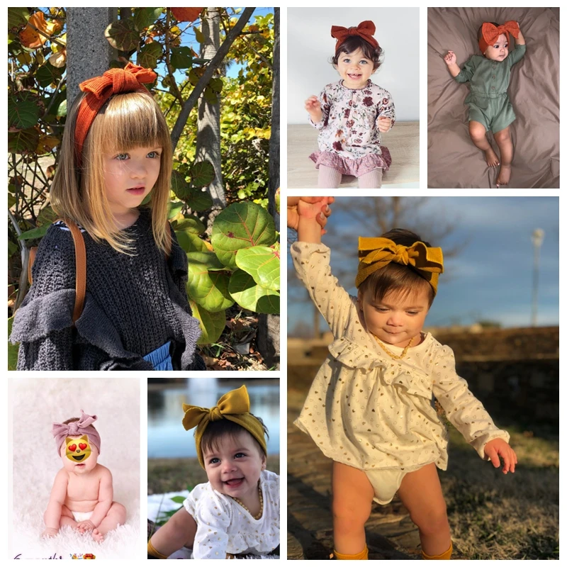 

Autumn Winter Solid Color Baby Headband Girls Knotted Soft Elastic Hairband Headbands For Girls kids Baby Girl Accessories